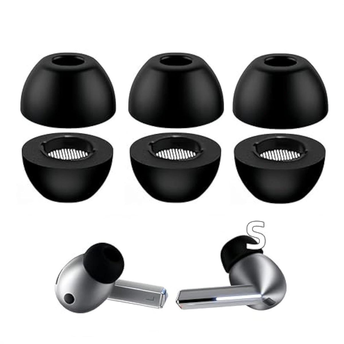 3 Pairs Galaxy Buds 3 Pro Ear Tips, Silicone Ear Tips, Compatible With Galaxy Buds 3 Pro 2024 Sm-R630 Earbuds Tips, Fit In Charging Case Replacement Ear Tips, Small