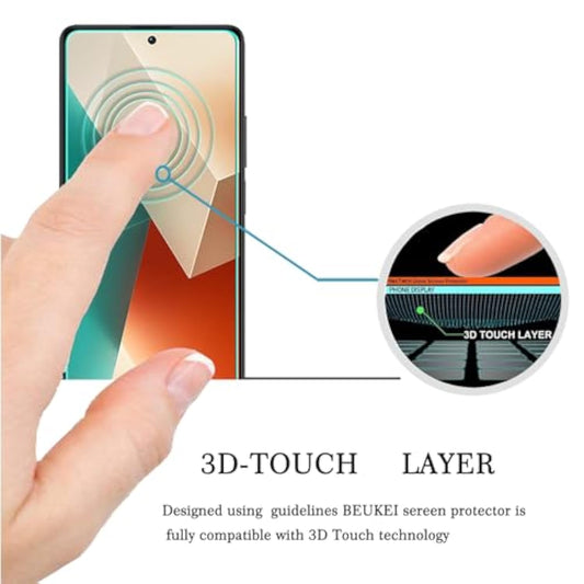 (3 Pack) Compatible For Xiaomi Redmi Note 13 Screen Protector Tempered Glass,Touch Sensitive,Case Friendly, 9H Hardness