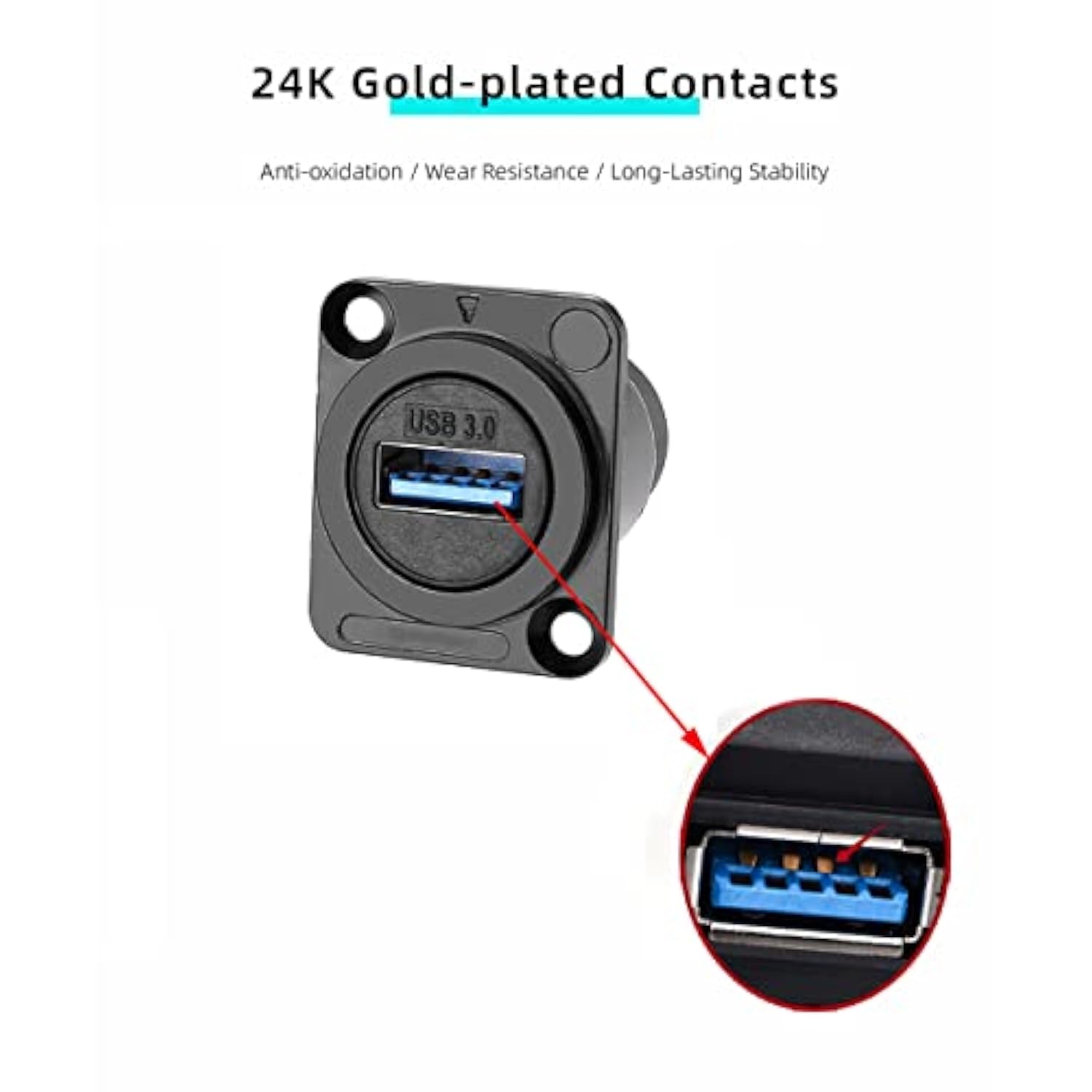 5Pcs Usb3.0 D Series Panel-Mount Connector,Waterproof Usb Port Socket 86 Panel