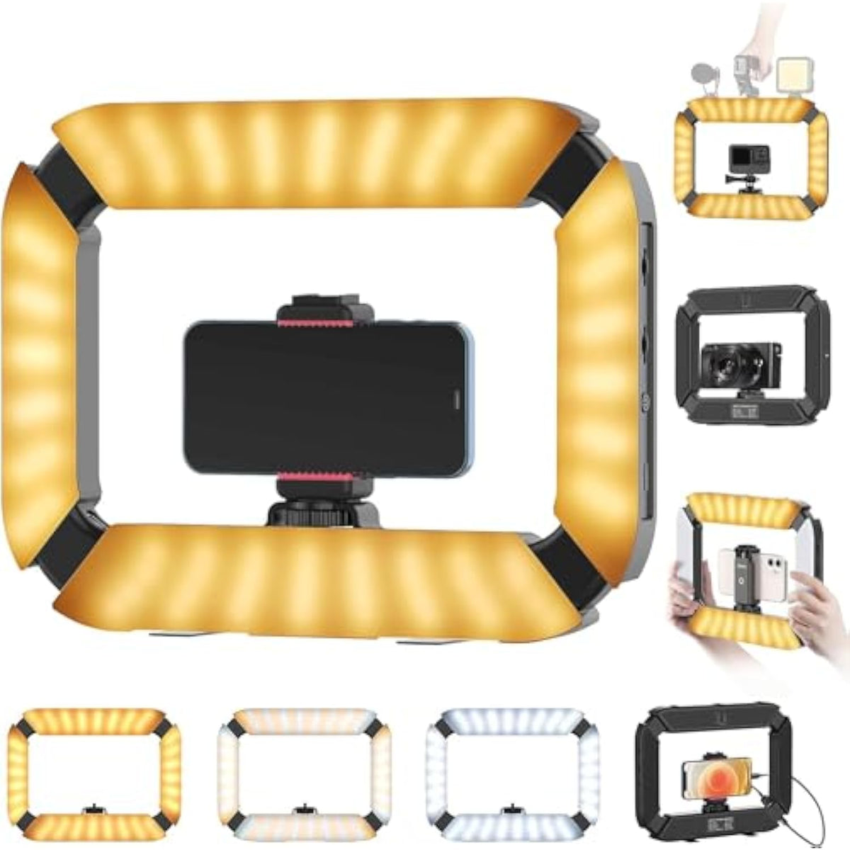 Smartphone Video Rig U200 Handheld Led Ring Light Selfie Light Phone Video Stabilizer For Camera, Smartphone, Action Camera, Youtube, Setup, Filmmaking, Makeup, Vlogging