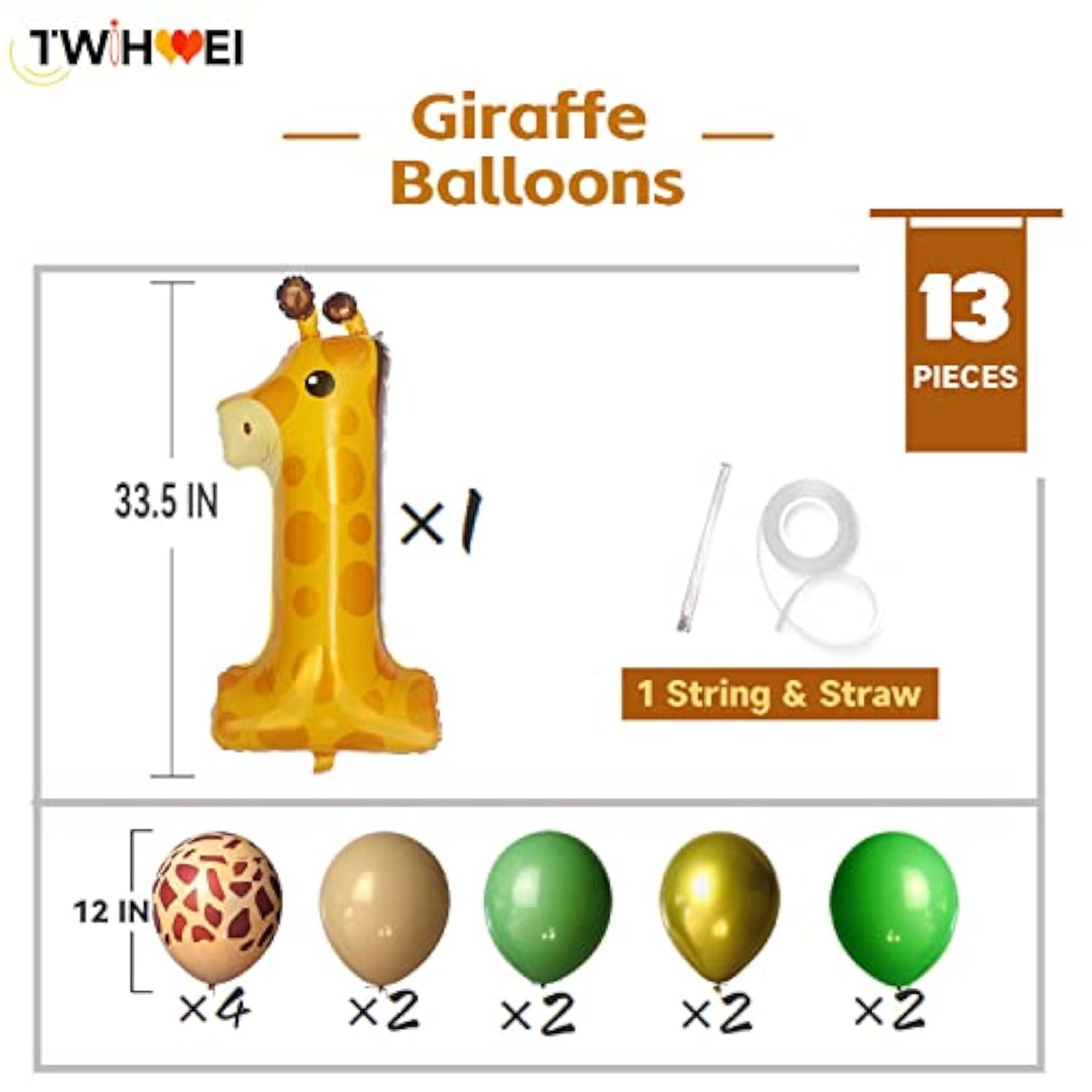 Giraffe Wild One Balloons Safari Animals Ballon 40 Inches Jungle Number 1 Balloons For First Birthday Farm Animal 1St Balloon Party Decorations Supplies Giraffe Baby Large 1 Decor 13Pcs