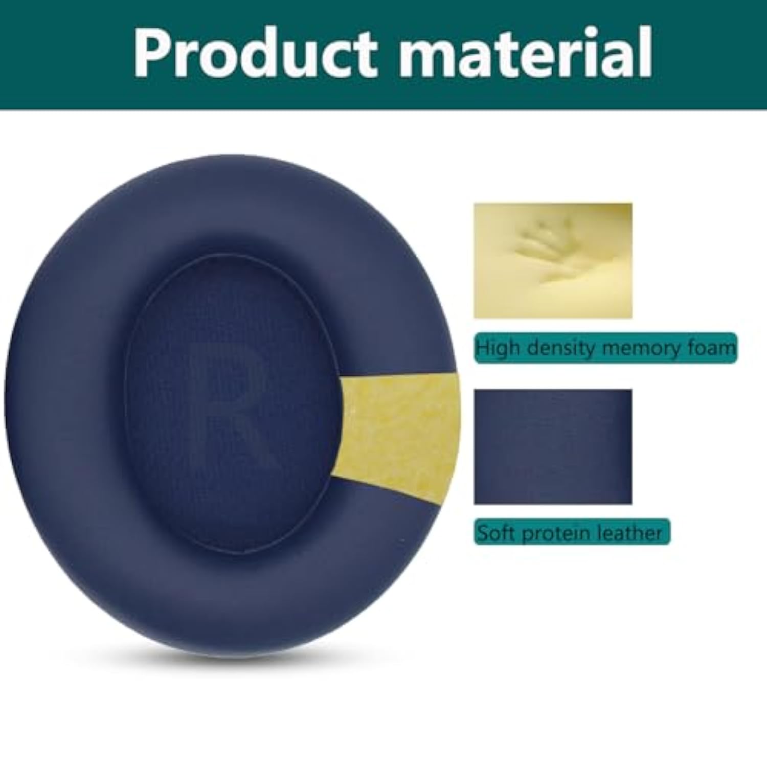 Replacement Ear Pads, Compatible With Anker Space Q45 Headphones, New Soft Protein Leather Combined With High-Density Memory Foam Foam, 'S Replacement Ear Pads 1 Pair (Blue)