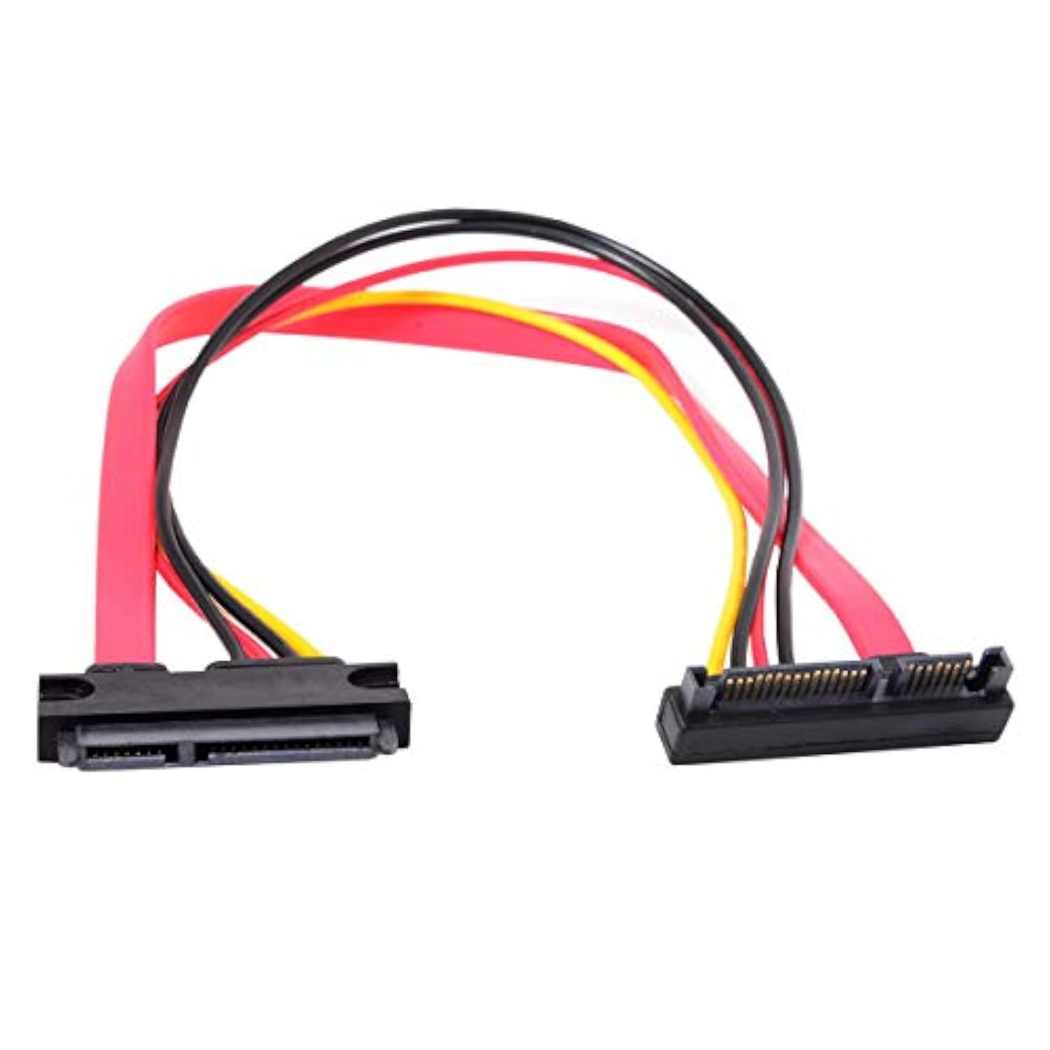 cablecc Down Angled SATA III 3.0 7+15 22 Pin SATA Male to Female Data Power Ex
