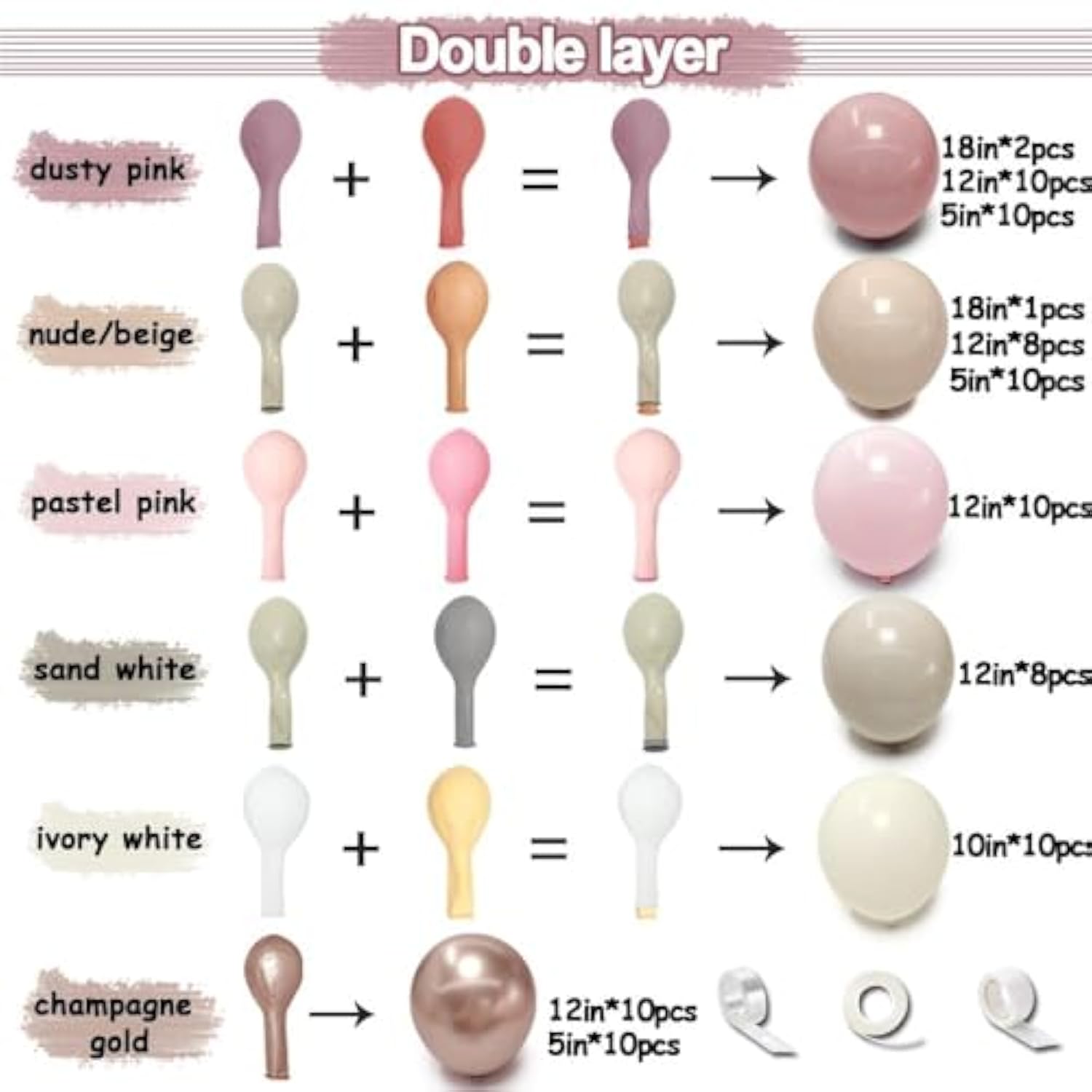 89pcs Dusty Pink & Gold Balloon Garland Kit for Baby Shower  Wedding Decor