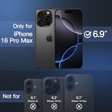 Jetech Magnetic Case For 16 Pro Max 6.9-Inch Compatible With Magsafe, Translucent Matte Back Slim Shockproof Phone Cover (Black)
