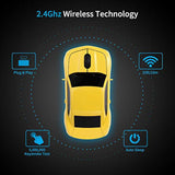 Wireless Car Mouse [Updated] With Led Headlights, 1600 Dpi Sports Car Shaped Mouse For Mac, Computers, Yellow