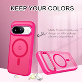 For Google Pixel 9 Case [Compatible With ] Translucent Matte Magnetic Pixel 9 Case Slim Thin Shockproof Women Men Girls Boys Protective Phone Cases For Google Pixel 9 6.3", Hot Pink