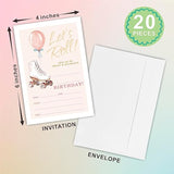 Let'S Roll?Birthday Invitations, Roller Skate & Balloon Birthday Party Invite Cards For Boys & Girls - 20 Double Side Fill-In Invites With Envelopes, Party Favor & Decorations - 17
