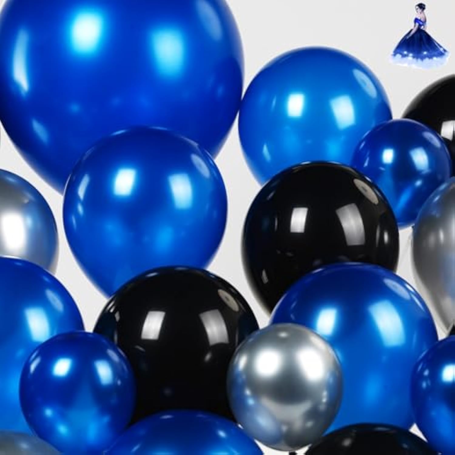 Royal Blue And Black Silver Balloon Garland Arch Kit 160+Pcs For Wedding Birthday Anniversary Baby Shower 2025 Graduation Prom Decorations