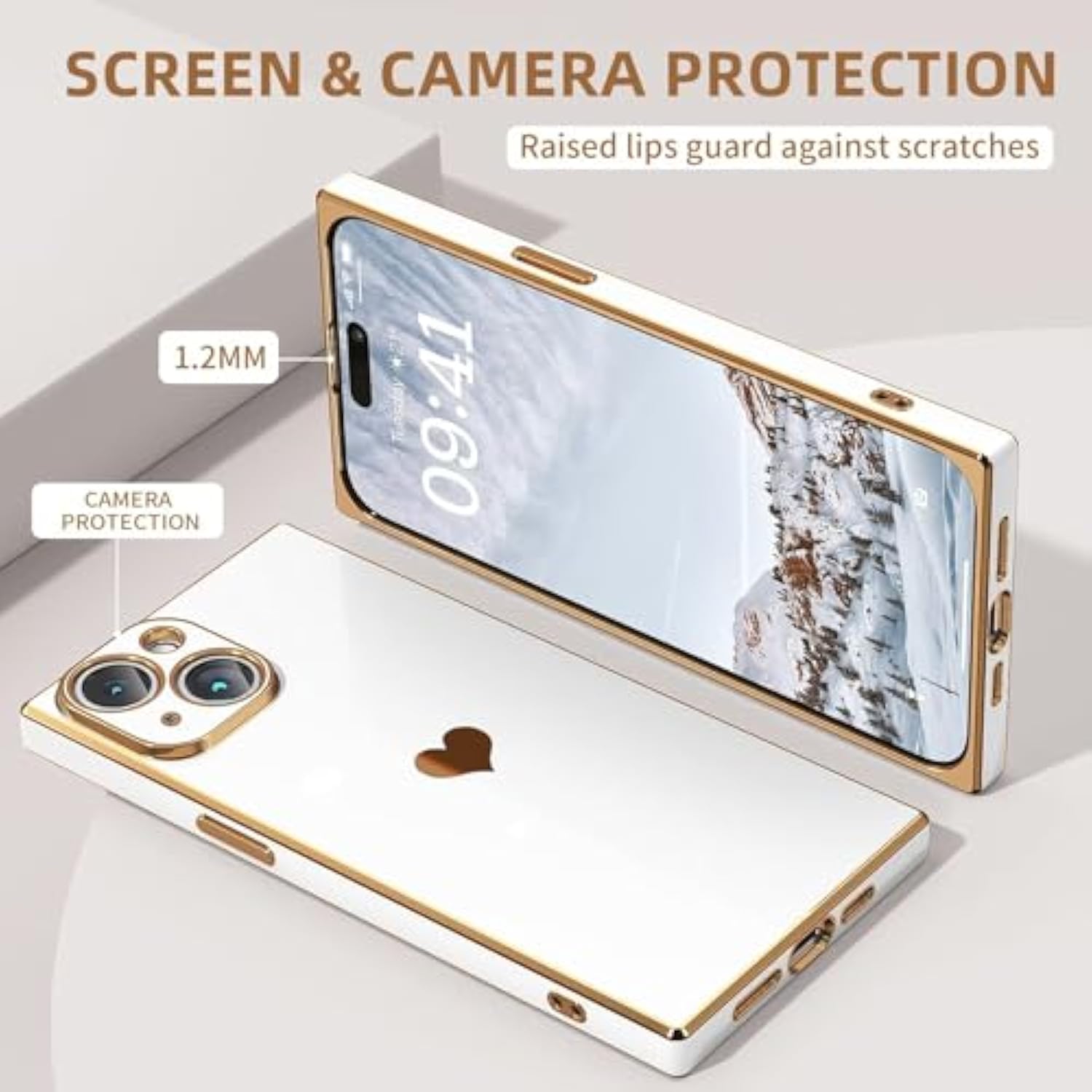 iPhone 16 Case with Cute Heart Pattern, Shockproof Bumper, Camera Protection 6.1"