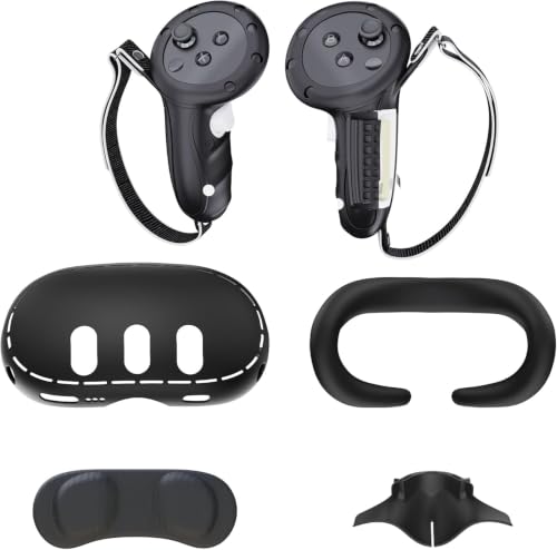 Silicone Cover Set Compatible With Meta Quest 3 Accessories,Face Cover,Controller Grips,Shell Cover,Anti-Leakage Nose Pad,Not For Quest 3S