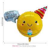 Cute Smiling Foil Balloon Sunshine Smiley Face Party Decorations Happy Birthday Message Bubble Decoration Gift Hat Holding Cake Birthday Party Background Layout Decoration Baby Shower Supplies
