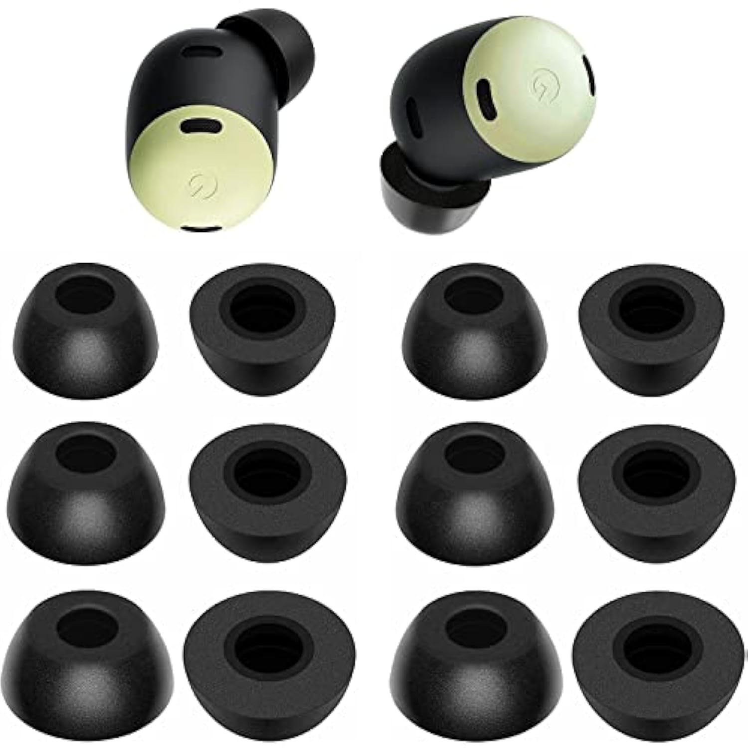 Memory Foam Ear Tips Compatible With Google Pixel Buds Pro Replacement Ear Tips, Perfect Noise Cancellation, Fit In Case, S/M/L 6 Pairs Foam Tips Black (Foam Pp6Pb)