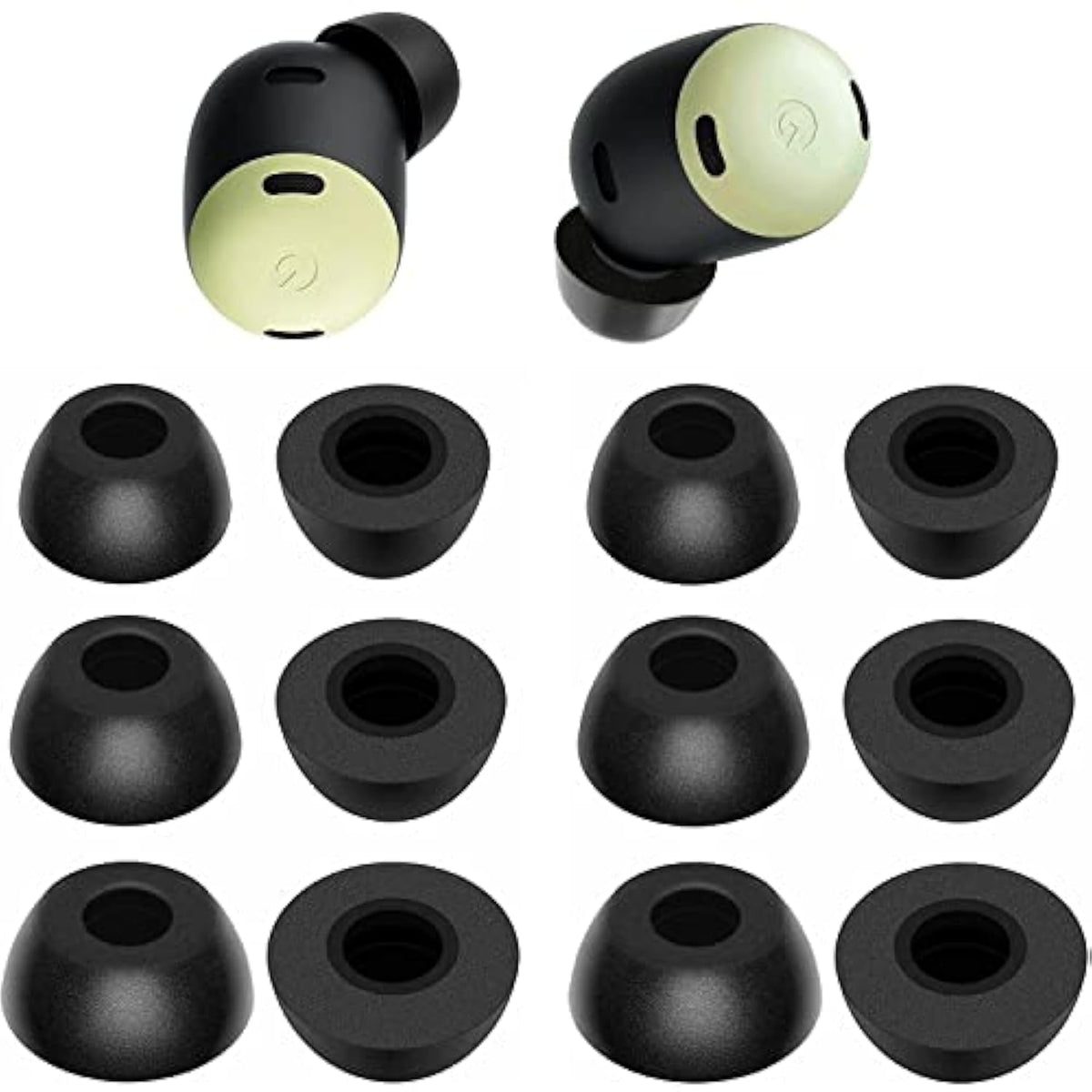Memory Foam Ear Tips Compatible With Google Pixel Buds Pro Replacement Ear Tips, Perfect Noise Cancellation, Fit In Case, S/M/L 6 Pairs Foam Tips Black (Foam Pp6Pb)