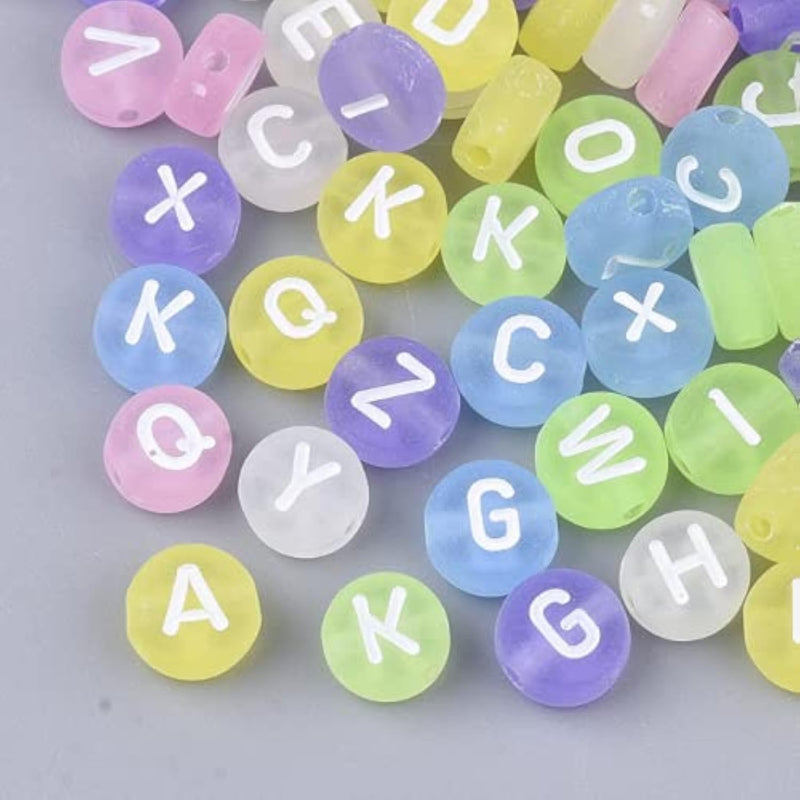 100 Pcs 4Mm*7Mm Acrylic Frosted Letter Beads Diy Candy Color Dispersive Beads