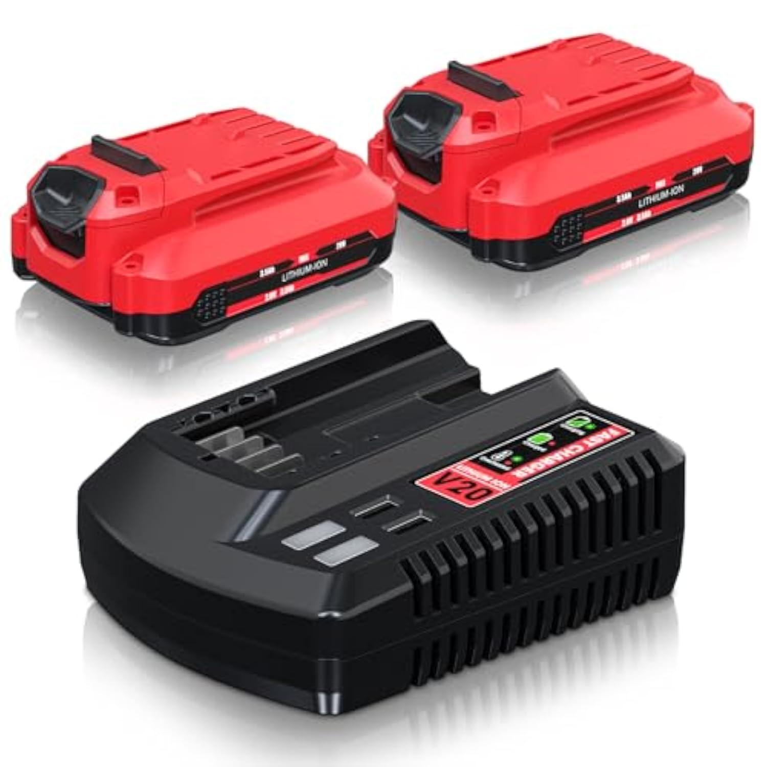 2-Pack 3.5Ah Battery and Charger Set for Craftsman 20V V20 Lithium Tools