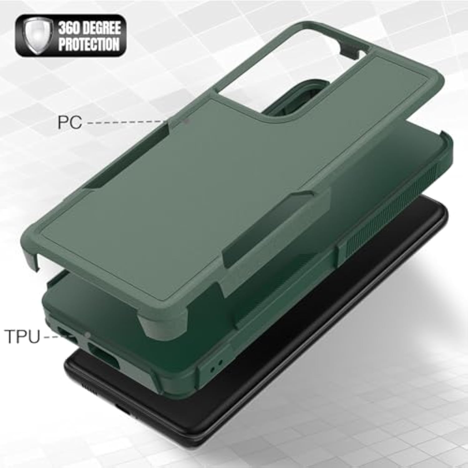 For Samsung Galaxy S21 Ultra Case: Dual Layer Protective Heavy Duty Cell Phone Cover Shockproof Rugged With Screen Protector - Military Protection Bumper Tough - Samsung Galaxy S21 Ultra, Dark Green