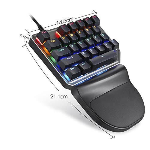 Mechanical Numeric Keypad Hot-Swap Red Axis Wired Gaming Rgb Backlit Pbt Keycap 21 Keys Mini Numpad Portable Keypad Extended Layout(Red Axis)