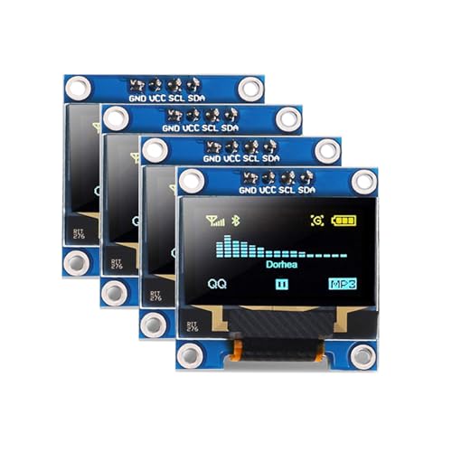 4 Pcs 0.96 Inch Oled Display Module 128X64 Pixel Ssd1306 I2C Iic Screen Compatible With Arduino Raspberry Pi Blue And Yellow