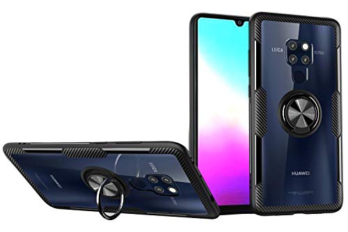 Clear Case for Huawei Mate 20 with Ring Holder,Slim Fit Case Transparent Hard PC Cover Huawei Mate 20 Case with Metal Plate for Magnetic Car Phone