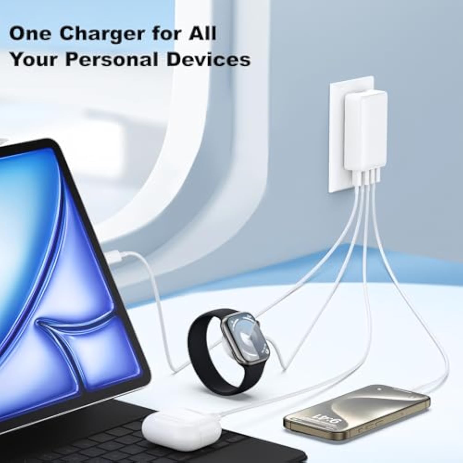 Flat Usb Wall Charger, 40W 4Port Usb And Usb C Fast Charging Block Pd+Qc Foldable Wall Plug Power Adapter Multiports For Iphone 16 15 14 13 Ipad Galaxy S24 A54 Android Watch Earbuds-3Pack