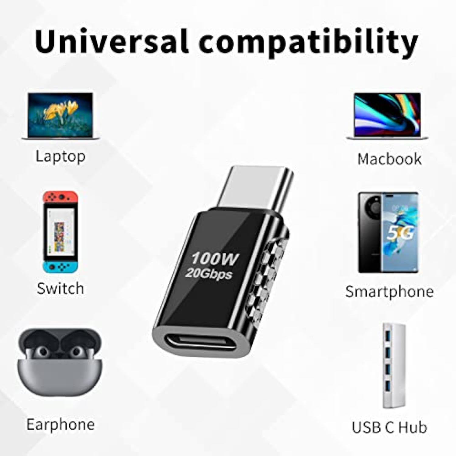 Usb C Adapter 20Gbps, Usb C Extension Adapter Male To Female, Usb C Extender A