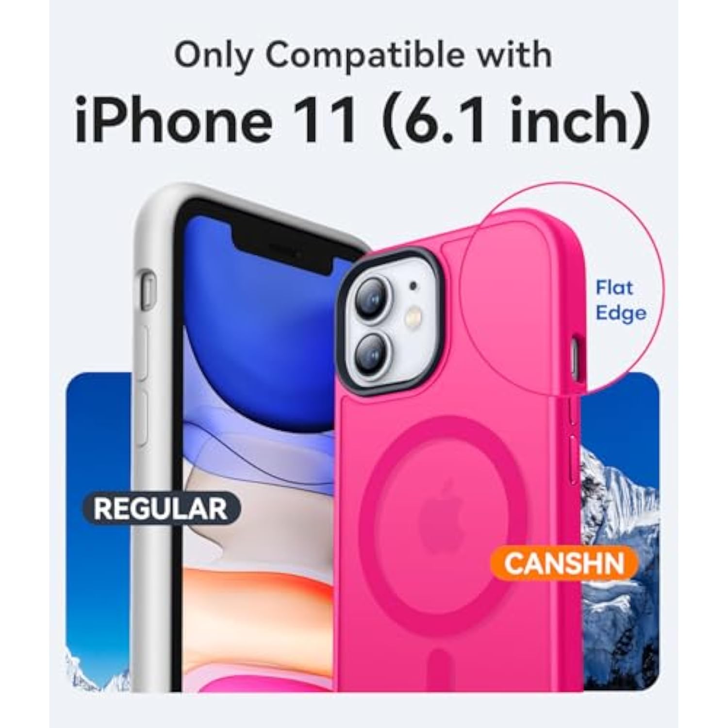 Magnetic Compatible With Iphone 11 Case [Compatible With Magsafe] [Translucent Matte] Slim Thin Shockproof Protective Bumper Cover Phone Case Cover 6.1 Inch - Hot Pink