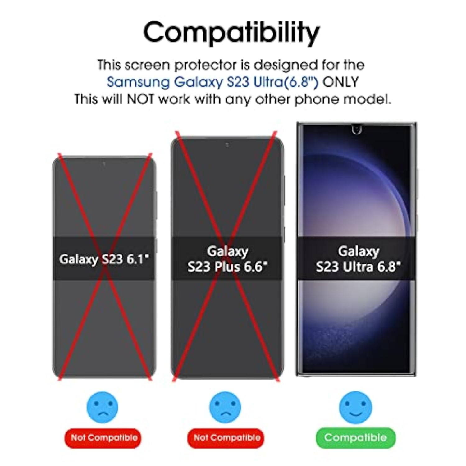 amFilm 2+2 Screen Protector Compatible with Samsung Galaxy S23 Ultra Tempered Glass and Camera Lens Protector 5G 6.8 inch, Fingerprint Sensor Compatible, UV Gel Adhesive Installation(2 Pack)