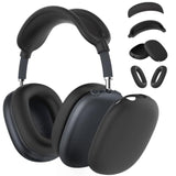 Silicone Case Cover for AirPods Max 2 and 1 Headphones, 4-in-1 Anti-Scratch Ear Pad Case Cover, Ear Cups Cover, Headband Cover, Compatible with USB-C and Lightning Ports, Black