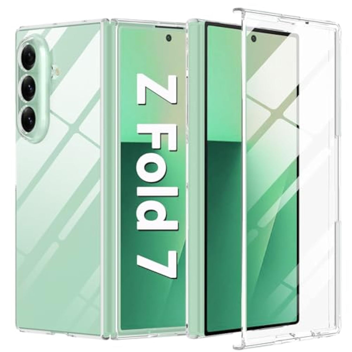 Clear Case For Samsung Galaxy Z Fold 7 With Screen Protector ?Camera Cover,Slim Hard Phone Case Anti Yellowing Anti-Scratches Protective Bumper Cover For Galaxy Z Fold 7 2025,Transparent