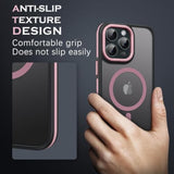 Case For Iphone 16 Pro Max, Magnetic Case [Compatible With Magsafe] Supports Wireless Charging Slim Translucent Matte Women Men Shockproof Protective Back Phone Cover 6.9 Inch, Black/Pink