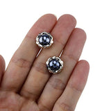100Pcs Blue Pearl Buttons Half Resin Dome Cap Plastic Base Single Hole