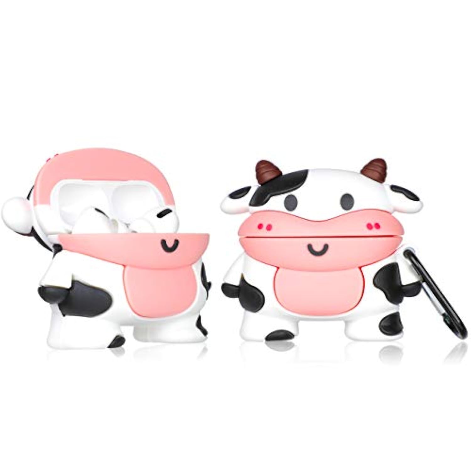 Case For Airpod Pro 2019/Pro 2 Gen 2022 Cartoon Cute Kawaii 3D Silicone Cover Keychain Funny Animal Soft Protective For Air Pods Pro Girls Kids Women Shell Cases For Airpods Pro (Smile Cow)