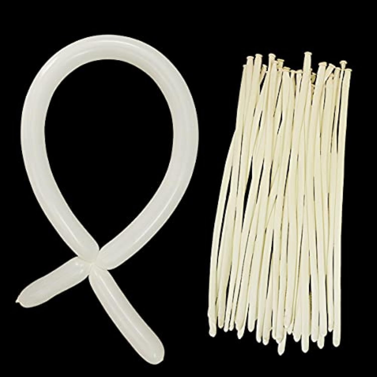 100 Pcs White Long Skinny Balloons for Animal Balloons, Includes Ties for Arch