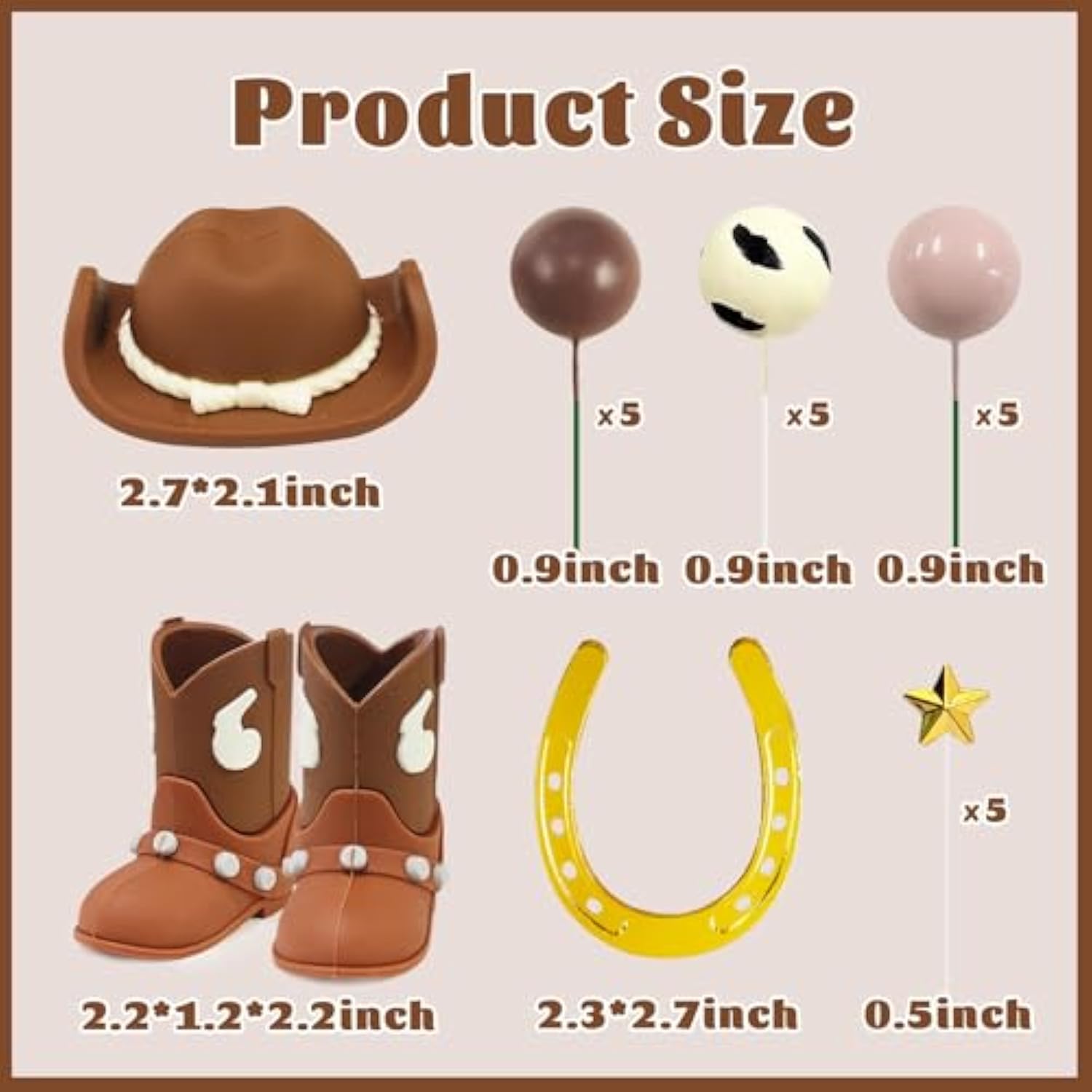 24Pcs Cowboy Rodeo Cake Topper Cowboy Western Cake Decorations Cowboy Hat And Boot Cake Cupcake Toppers With Balls And Horseshoe Decorations For Baby Shower First Rodeo Birthday Vaquero Party