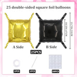 Square Aluminum Foil Balloon Wall Backdrop, 25 Pieces Gold And Black Double-Sided Balloon Arch Kit, Suitable For Theme Parties, Weddings, Anniversaries And Other Celebration Decorations