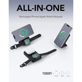 All-In-One 10000Mah Magsafe Compatible Battery Pack Portable Power Bank With Foldable Stand Magnetic Power Bank, Compatible With Iphone 17/16/15/14/13/12, Apple Watch And Airpods