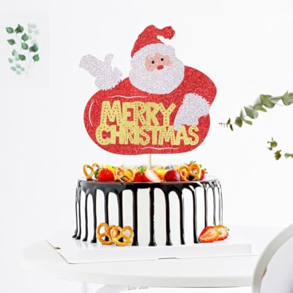 Merry Christmas Cake Toppers for Holiday and New Year Party Decorations