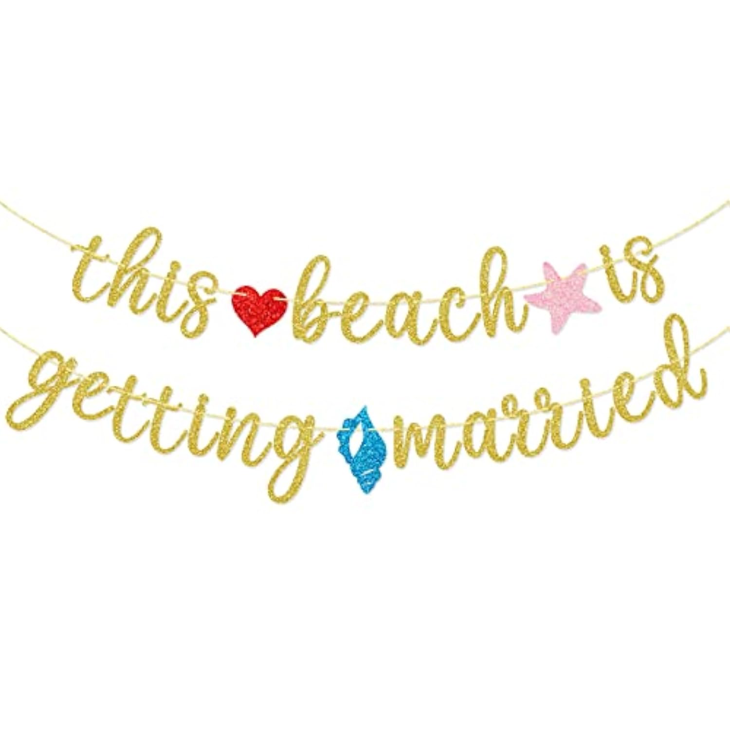 This Beach Is Getting Married Banner, Beach Bachelorette Banner,Bachelorette Engagement Party Decor (Gold Glitter)