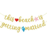 This Beach Is Getting Married Banner, Beach Bachelorette Banner,Bachelorette Engagement Party Decor (Gold Glitter)