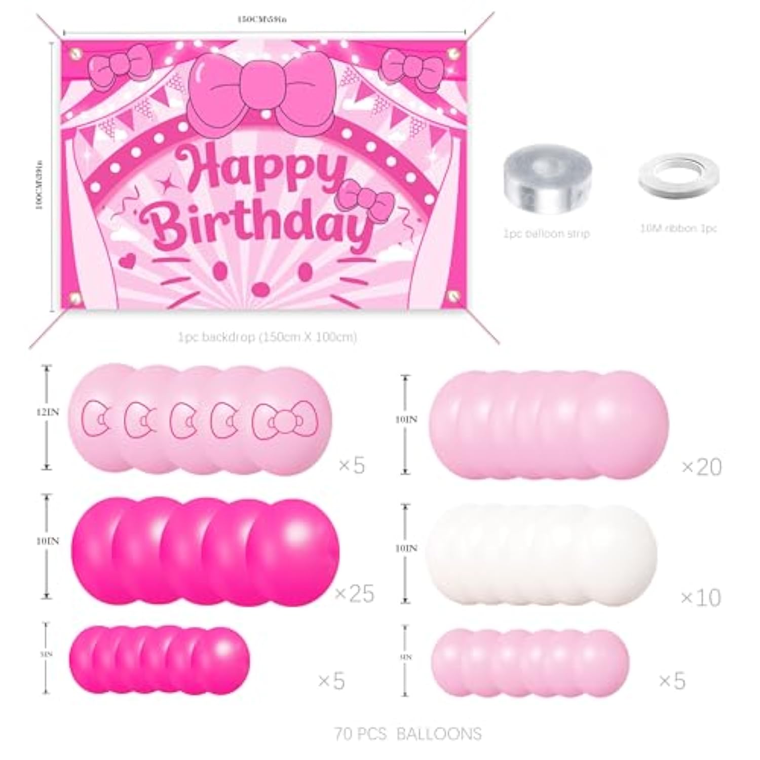 Cartoon Cat Theme Pink Balloon Arch Birthday Party Decorations Kit