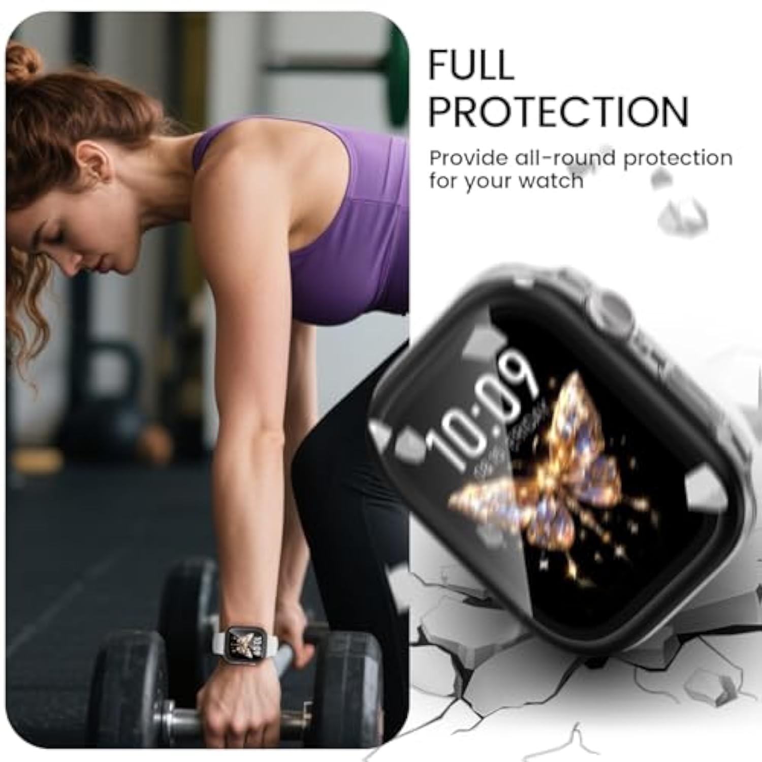 2 In 1 Metal+Pc Case For Apple Watch Series 11/Series 10 42Mm With Upgrated Waterproof Hd Tempered Glass Screen Protector,Hard Pc Overall Protective Cover For Apple Watch 11/10 Case 42Mm Iwatch