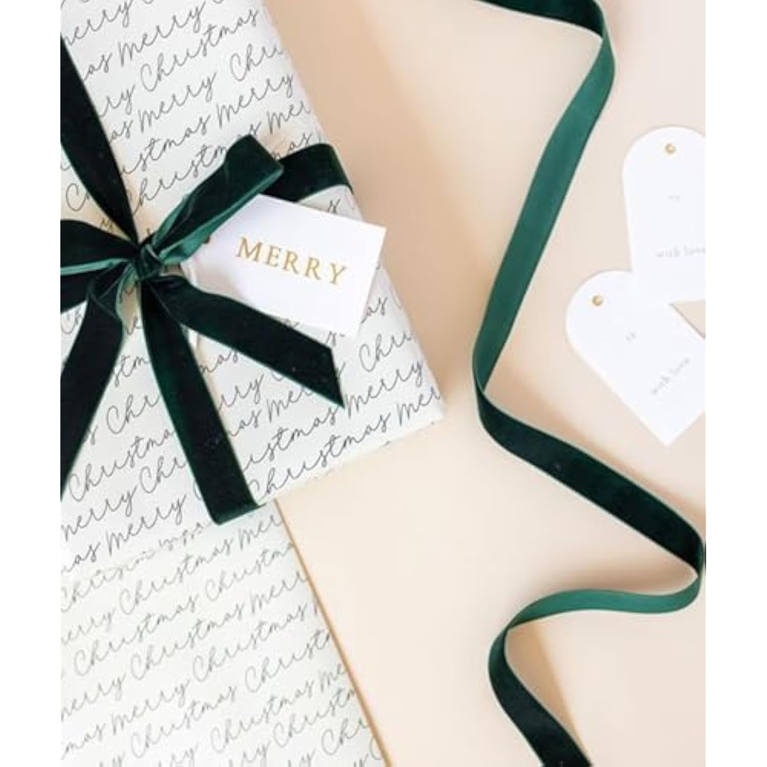 Dark Green Velvet Ribbon 5/8'' 25 Yards For Christmas Tree, Gift Wrapping, Flower Bouquet, Wreath Decorations, Bow Making