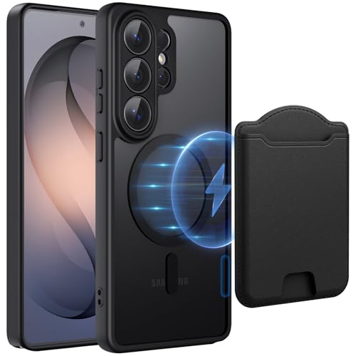 for  Galaxy S26 Ultra Case with Magnetic Wallet, Phone Case with Detachable Magnetic Card Holder Fit 4 Cards, Translucent Matte Shockproof