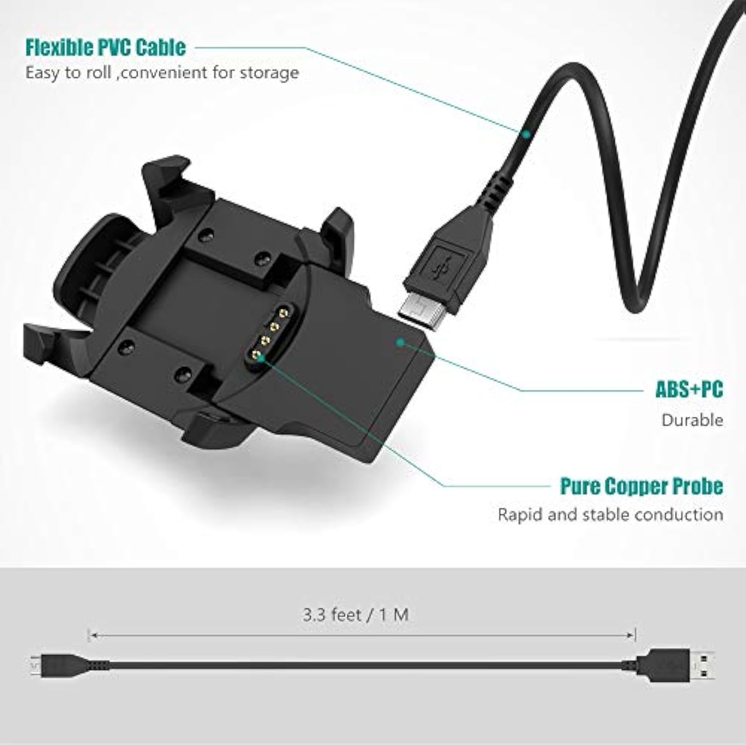 Charger Compatible With Garmin Fenix 3, Fenix 3 Sapphire, Fenix 3 Hr, Quatix 3, Tactix Bravo?D2 Bravo - 1M, Smart Watch Accessories