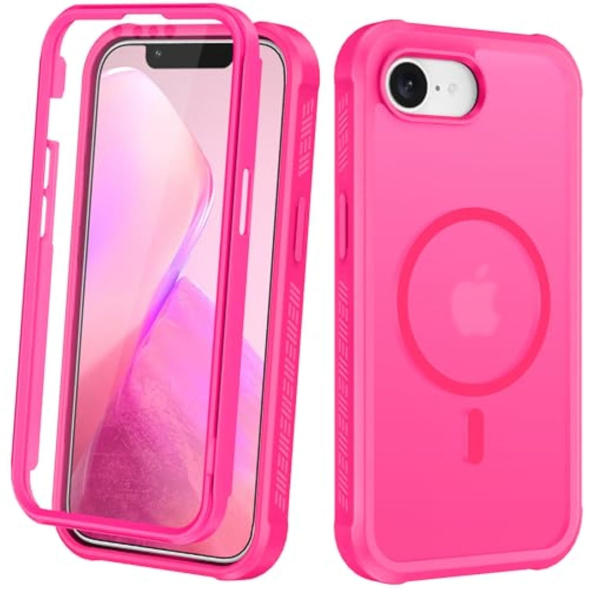 Magnetic For Iphone 16E Case Built In Screen Protector [Compatible With Magsafe] Military-Grade Protection Full Body Shockproof Slim Translucent Matte Women Girls Men, Hot Pink