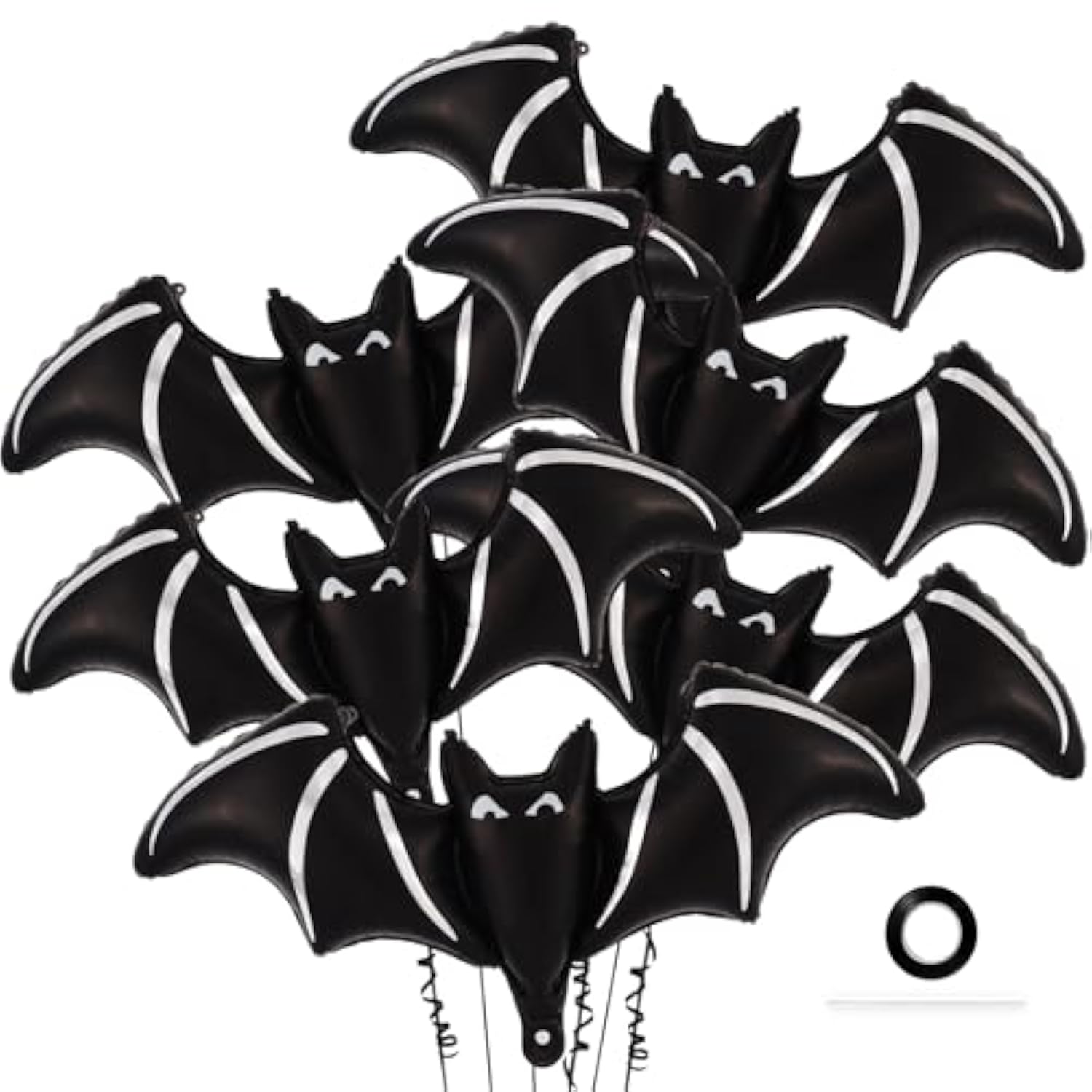 6 Pcs Giant Black Bat Balloons, 48 Inch Mylar for Halloween Party Decor