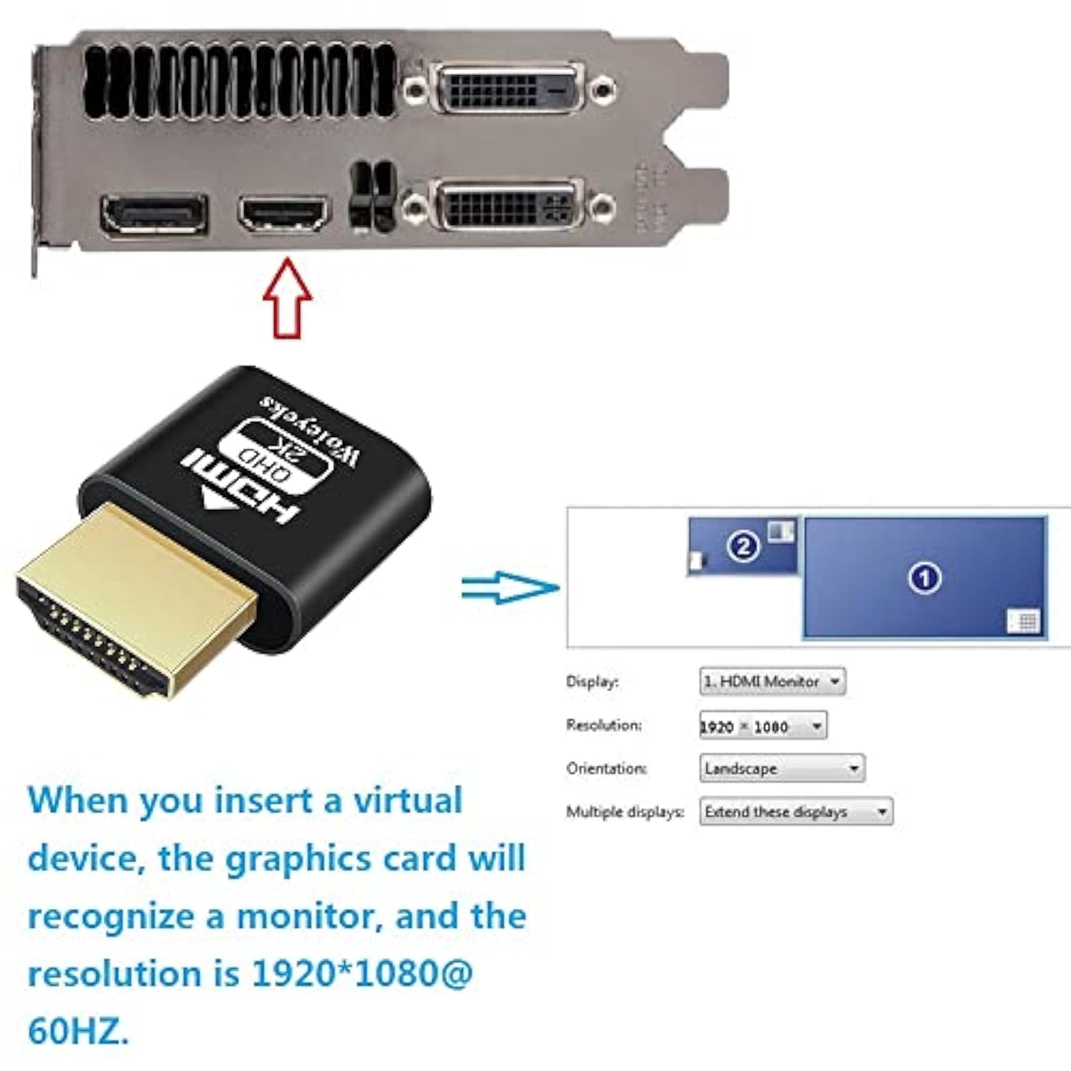 Hdmi Dummy Plug Headless Ghost Display Emulator/Virtual Monitor Compatible Wit
