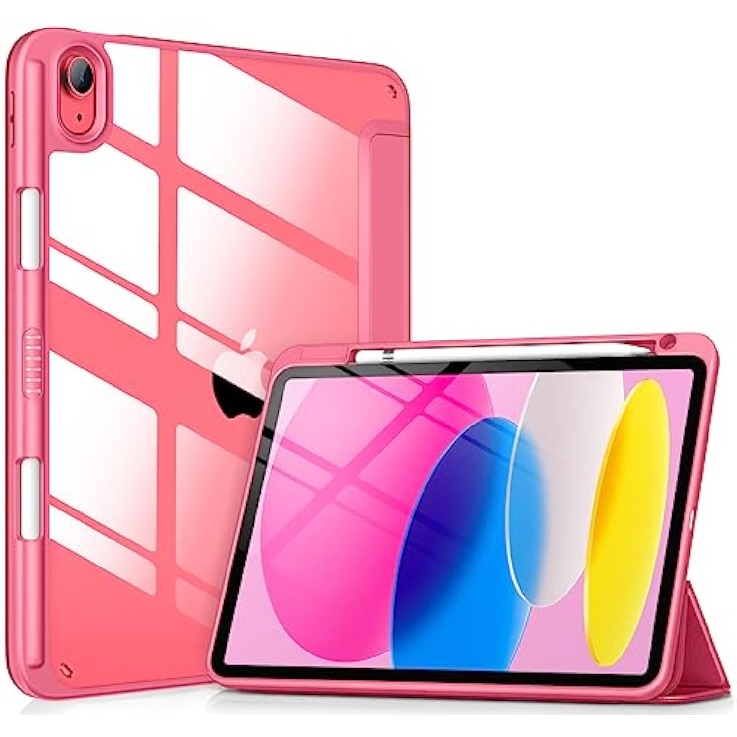 Case For (A16) 11-Inch 2025 And 10Th Generation 10.9 Inch 2022, Clear Back And Tpu Shockproof Frame Cover [Built-In Pencil Holder, Support Auto Sleep/Wake] - Watermelon