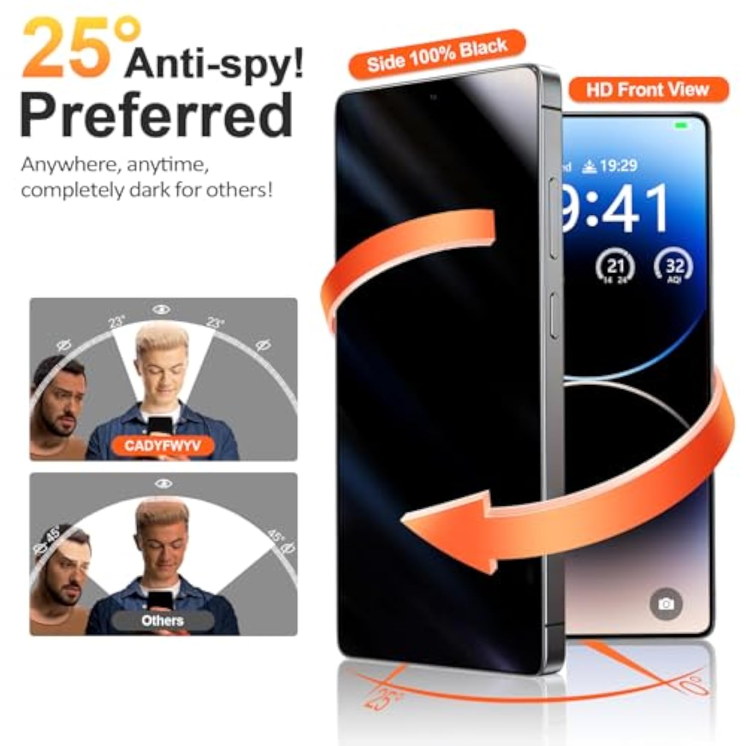 For Samsung Galaxy S25 Ultra Privacy Screen Protector (2 Pack) - 9H+ Tempered Glass With 25° Anti-Spy, Auto Dust-Removal, Zero Bubble, Fingerprint-Compatible, 8K Hd, 10X Shatterproof (2025 Model)